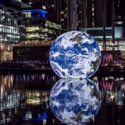Luke Jerram’s Floating Earth as part of Canary Wharf's Winter Lights Festival